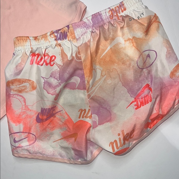 Kids Nike Pink and Orange Dri-FIT Shorts - Picture 7 of 11